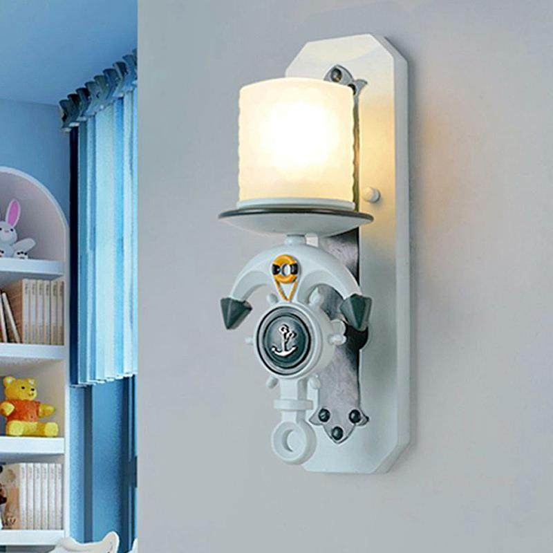 北欧地中海船锚壁灯客厅背景卧室床头民宿蓝色树脂玻璃灯具水蓝