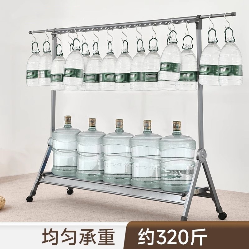 铝合金落地晾衣架卧室阳q台折叠单杆式晾晒架室Q内飘窗台伸缩挂衣