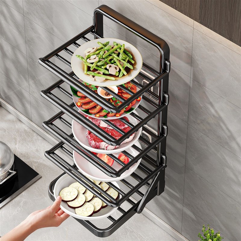 折叠备菜置物架厨房配菜壁挂多层配菜盘家用备餐多U功能菜盘收纳