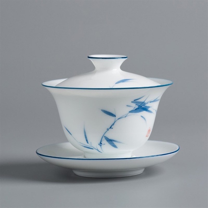 创意青釉100ml粉青瓷盖w碗 小号茶杯三才盖碗泡茶碗盖碗泡茶杯