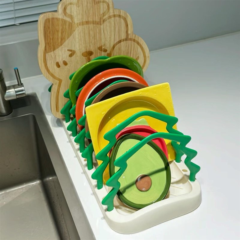 创意圣诞树家用碗k碟收纳架可拆卸调节沥水架碗架盘架多功能置物