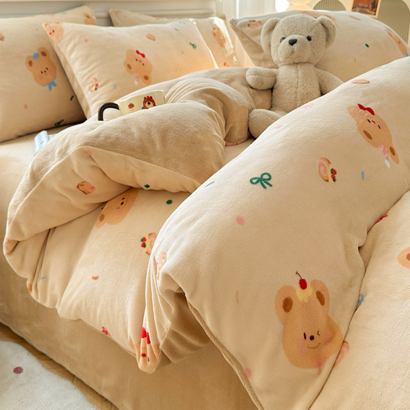 秋冬加厚宝宝牛奶绒被套保暖双面加绒床上四件套被罩床单儿童床品,床上用品,被套,淘宝优惠券,粉丝福利购,淘宝优惠卷