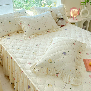 公主风夹棉床裙单件非纯棉花边床罩遮丑防滑水洗棉床围裙罩床垫套