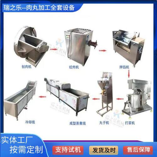 实心鱼肉丸子成套设备  鸡肉丸子定制设备 墨鱼丸子生产线 支持