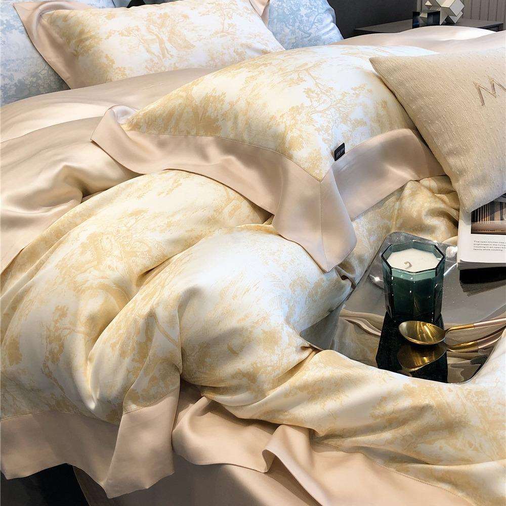 春夏双面天丝四件套轻奢数码印花凉感丝滑被套双人床上用品