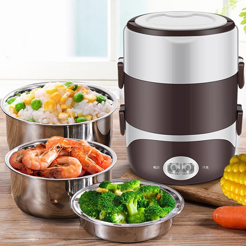 家用电热饭盒保温可插电加热自热蒸带饭菜热饭神器办公室上班族