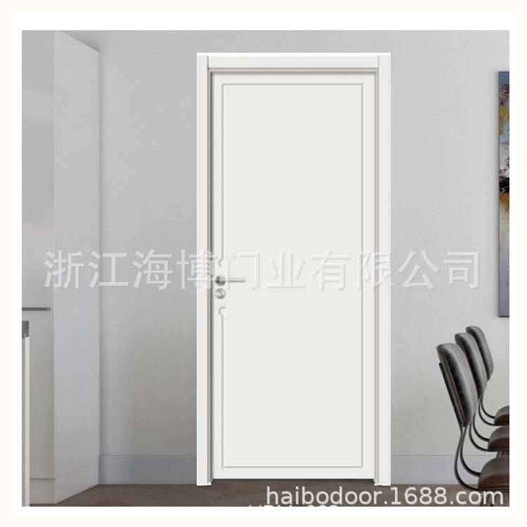 厂家直销简约风格平板实惠MDF PVC饰面免漆室内套装门白色木门