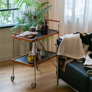 北欧实木茶几小推车小户型客厅沙发可移动边几角几边柜收纳置物架
