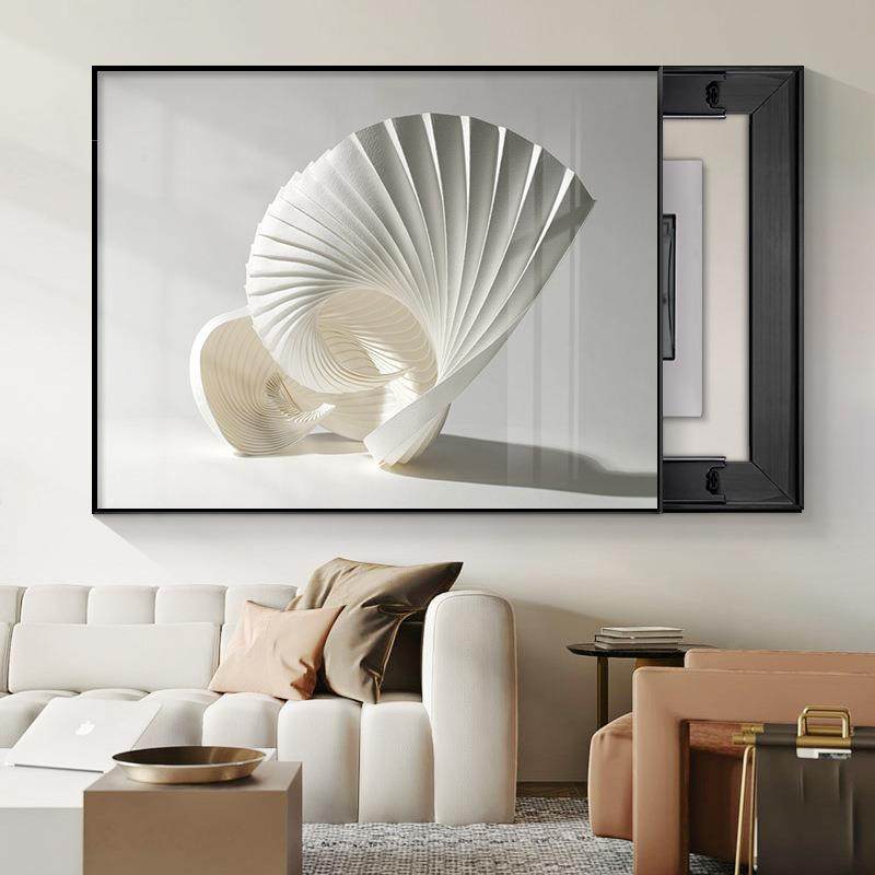 现代简约贝壳横款电表装饰箱餐厅客厅免打孔电闸盒遮挡挂画空开箱