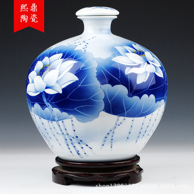 厂家直销陶瓷酒瓶景德镇手绘青花瓷10斤15斤装酒瓶直销