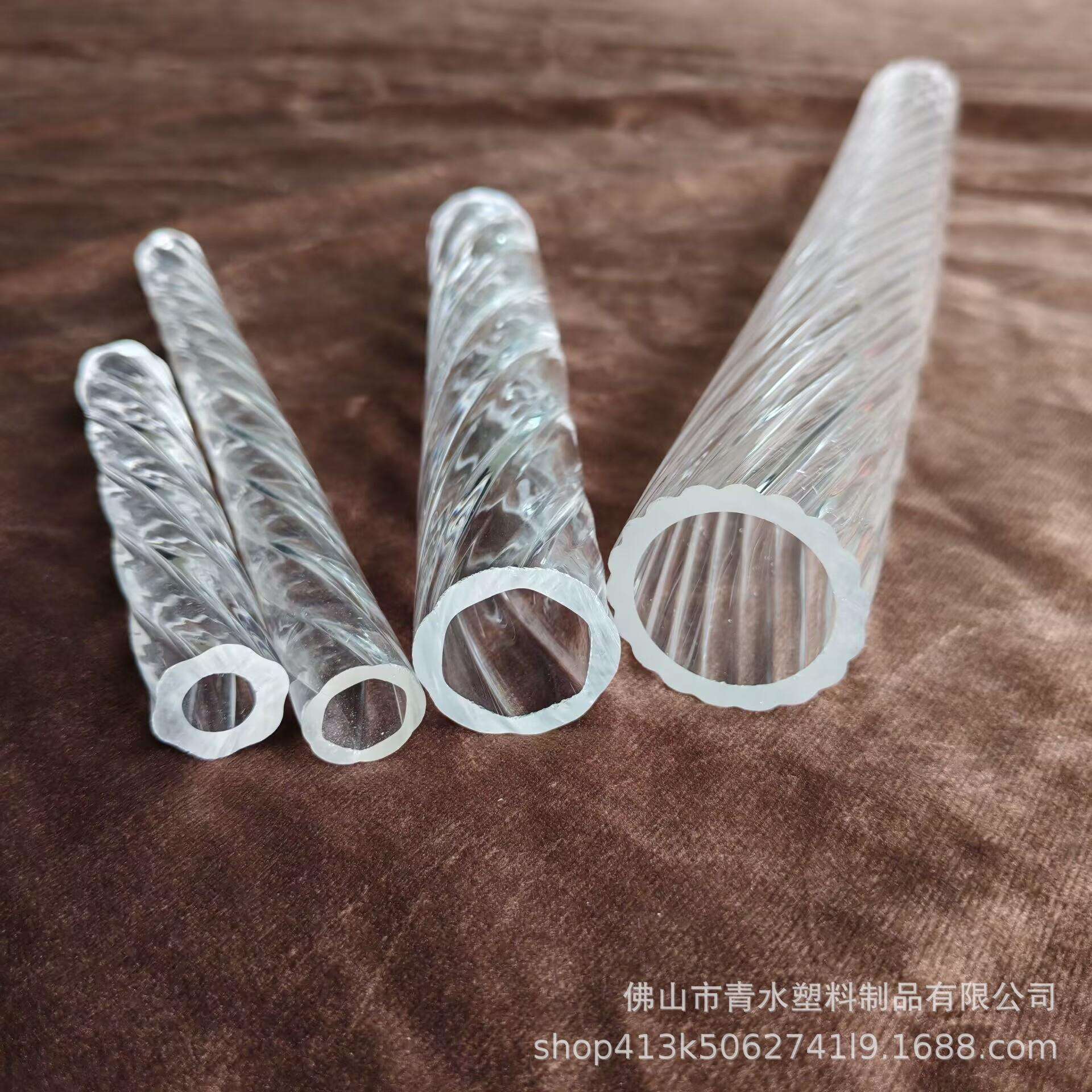 高透明有机玻璃亚克力PMMA空心螺纹扭纹梅花管灯饰管筒直径50*5mm