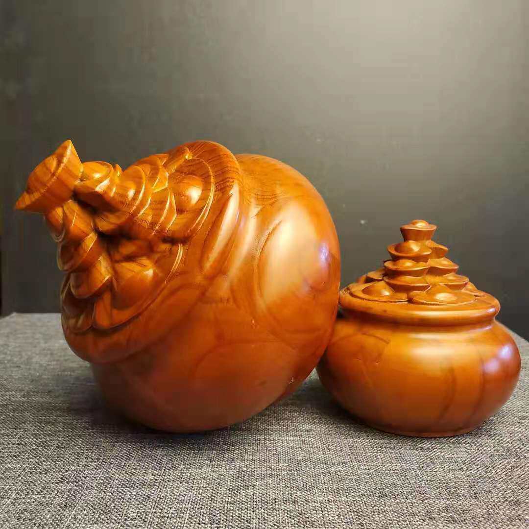 厂家桃木聚宝盆办公桌桃木摆件木制影视道具定上海南汇桃花节