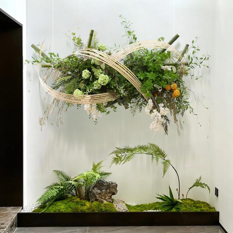 悬空植物吊花仿真花艺装置空中吊饰展厅酒店售楼部大型架构花卉