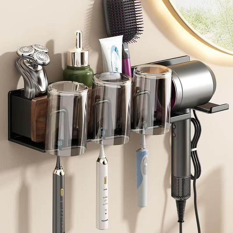 卫生间吹风机置物架免打孔电吹风挂架洗脸巾风筒支架浴室收纳架子