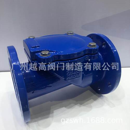 广州越海yH44X-16Q法兰橡胶瓣止回阀 耐磨衬胶法兰单向止逆阀