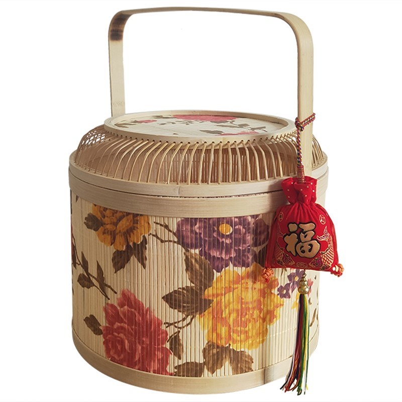 结婚过大礼篮子早生贵子喜庆嫁妆提亲喜篮编制篮手提篮礼品篮用品