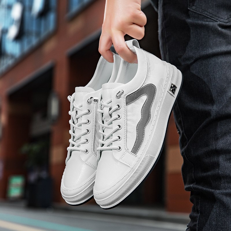 百搭透气小白鞋男潮流板鞋男鞋一脚蹬皮鞋男款懒人鞋男士休闲鞋子