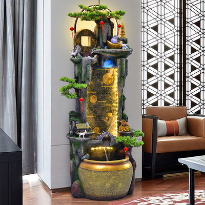 客厅玄关招财假山流水隔断摆件水幕墙造景喷泉鱼缸循环水开业送礼