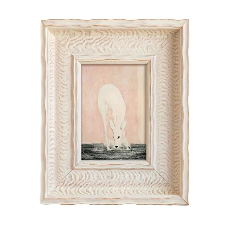 常玉动物猫粉色挂画现代高级感法式奶油风客厅装饰画卧室床头壁画图片