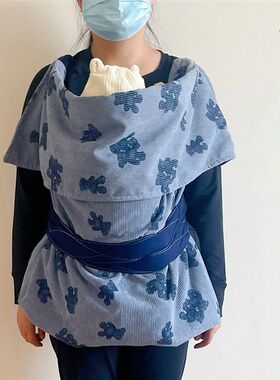 四川老式灯芯绒背带传统背娃娃婴儿童前抱L后背式多功能外出背扇