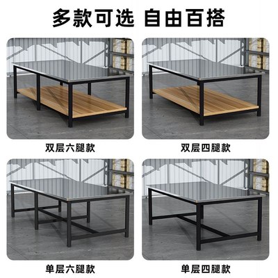 双层不锈钢工作台长方形桌子打包台车间工厂流水线实验台桌包装桌