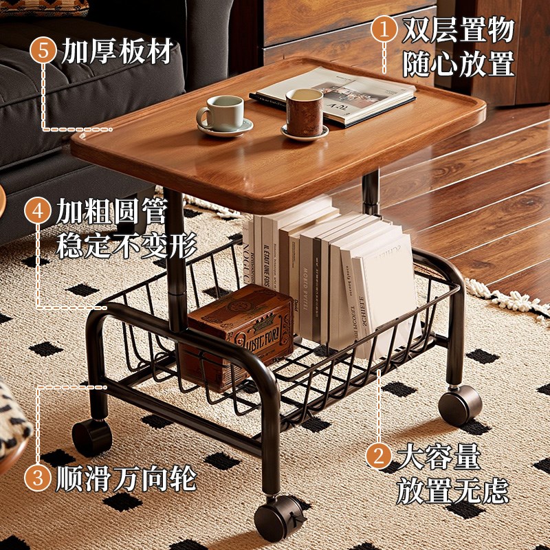 中古小推车移动落地家用卧室床边桌子客厅零食收纳置物架沙发边几