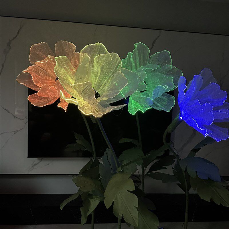 夜间发光花变色灯光插电即亮户外防水大型手工花艺成品橱窗婚庆