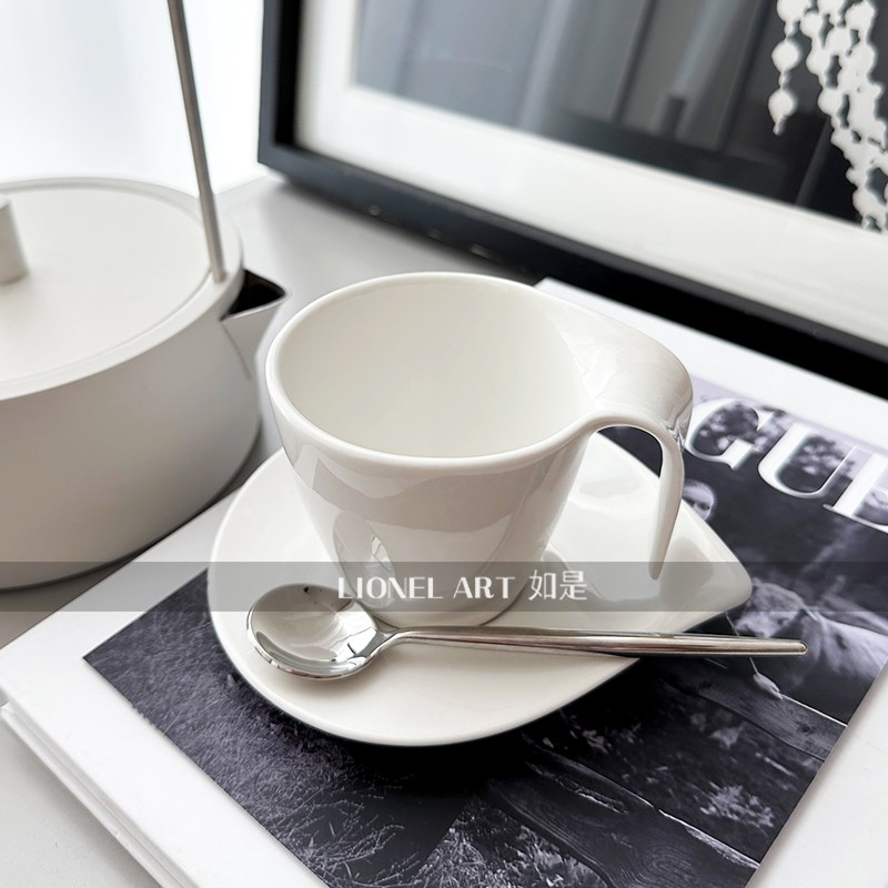 如是现代极简白色水滴陶瓷咖啡杯套装下午茶餐具高颜值