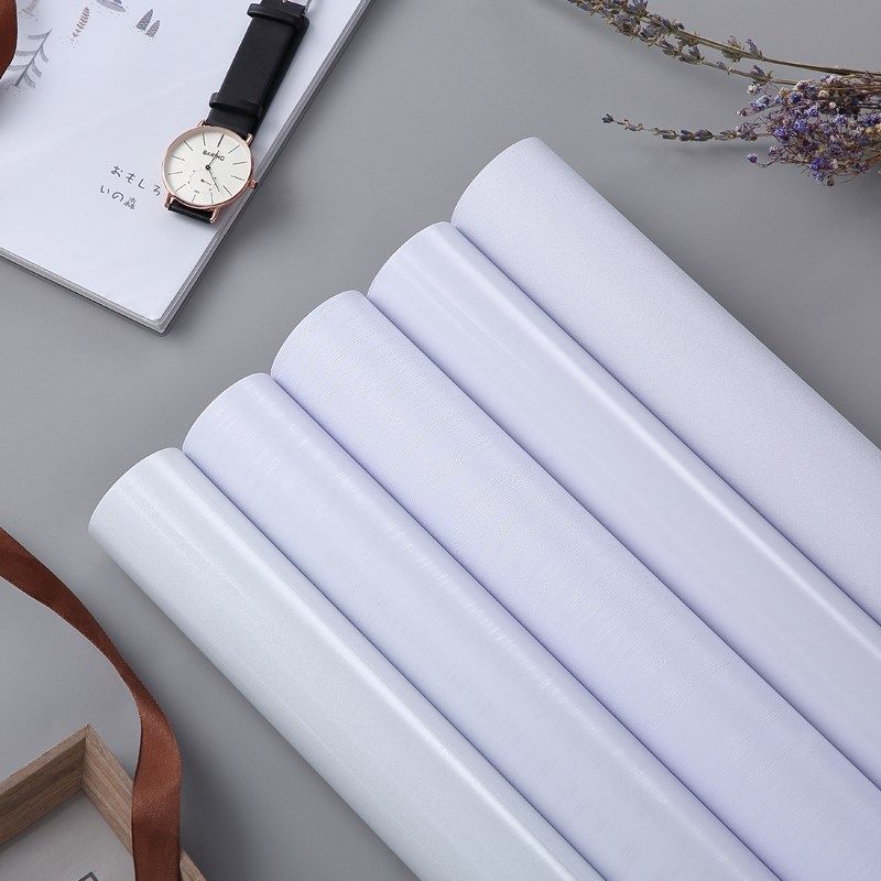 CSF9白色贴纸自粘家具仿烤漆珠光纯色墙纸防水防潮亮白纯白即时贴