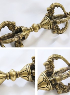 尼泊尔手工铜制五股金刚杵大号多吉宝杵铜制工Q艺品家居装饰摆件