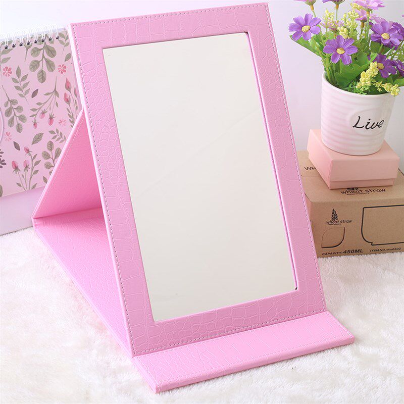 特大号 PU皮质m 化妆镜 折叠台式镜子 出便携台镜梳妆镜