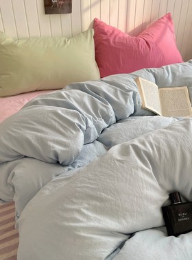 纯色简约纯棉单件被套150200230水洗棉三件套宿舍单180220