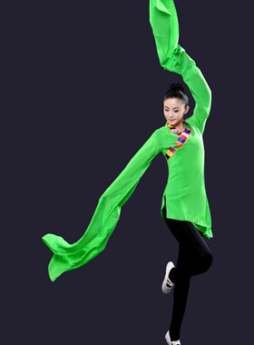 新款藏族舞蹈服装锅庄舞蹈服w饰藏族锅庄舞练习服古典舞水袖练功