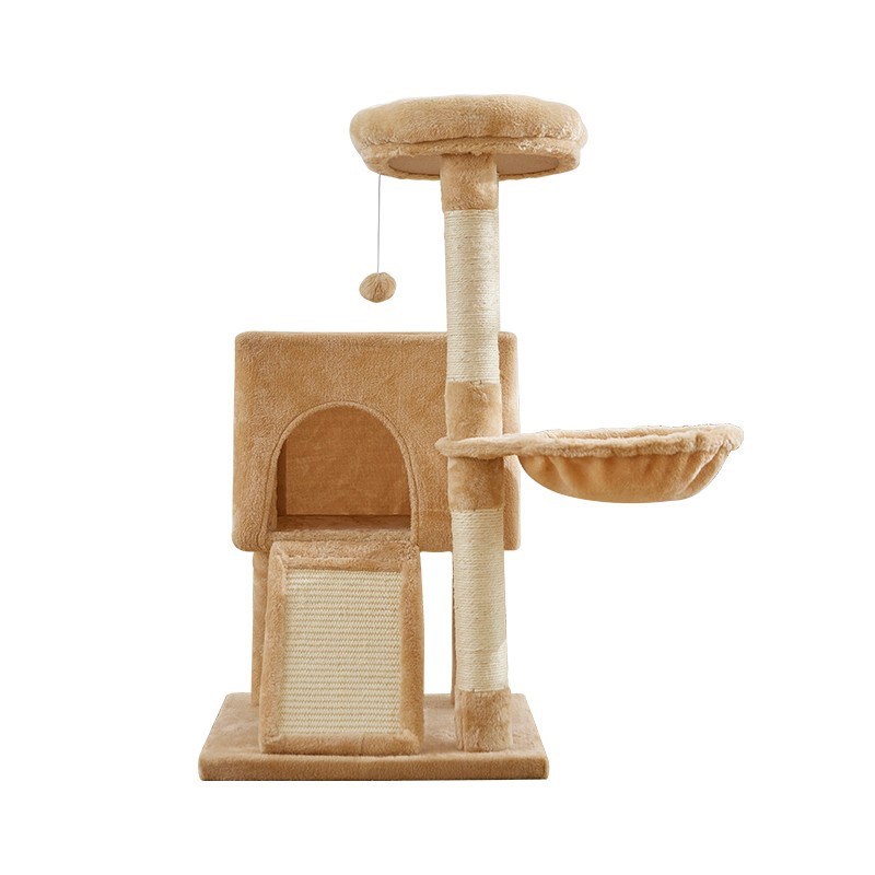 小型猫爬架猫架子藤席猫窝滑梯玩具一体麻绳猫抓板猫跳台树干猫抓
