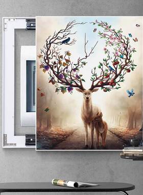 竖版电表箱装饰画竖款q免打孔客厅沙发配电箱遮挡电闸壁画玄关挂