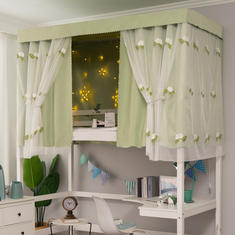 学生上铺床帘下铺宿舍遮光帘寝室床帘少女清新R纯色帘子一体式纱