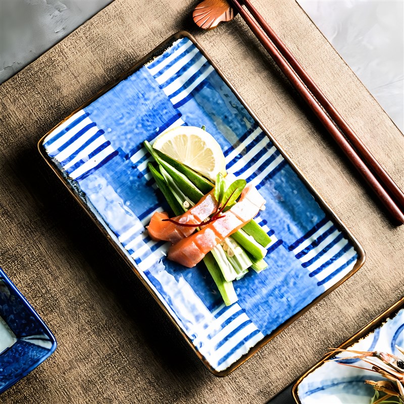 刺身盘日式碟子漂亮餐盘商用烧烤盘长方形盘子陶瓷寿司盘摆盘餐具