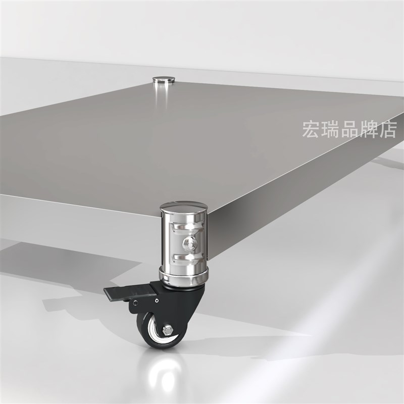 轻型不锈钢单层置物架厨房收纳架一层烤箱储物带轮子移动平板高10