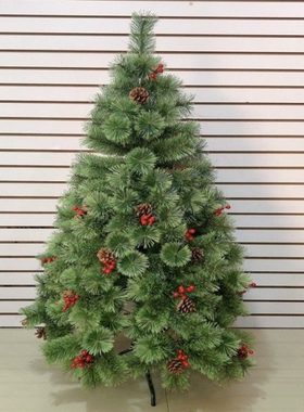 铭硕圣诞1.5米加密开花松针圣诞树加红果枝和松果装饰圣诞树商场