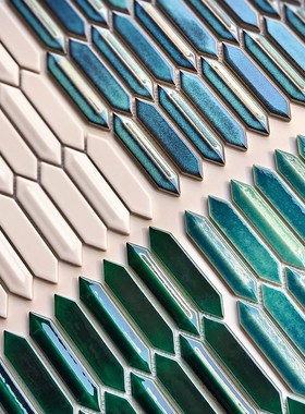 北欧墨绿窑变菱形箭头瓷砖陶瓷马B赛克卫生间厨房餐厅吧台背景墙