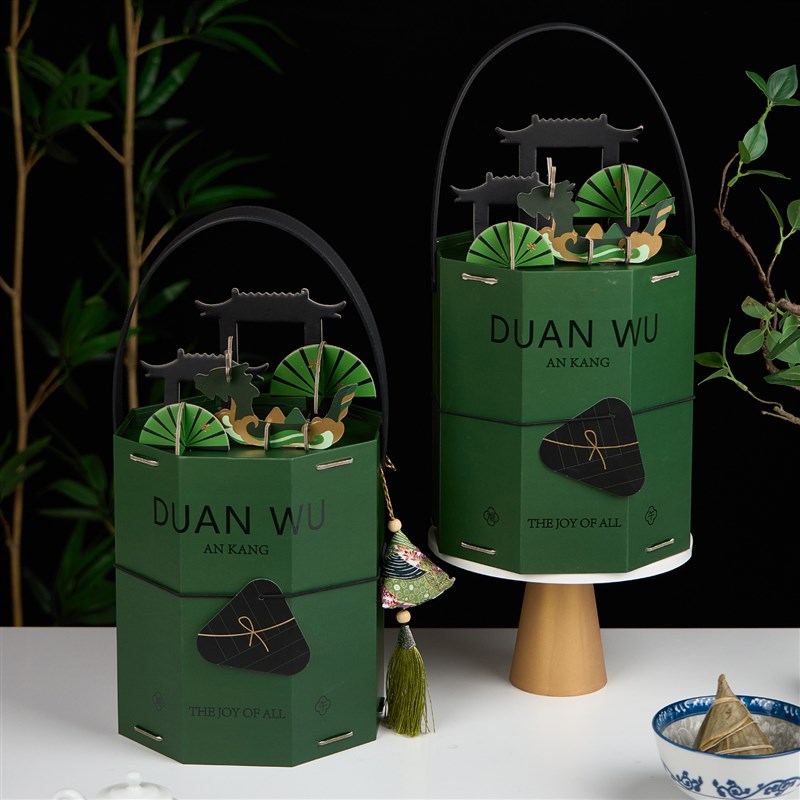 2025创意八边形端午抱抱桶粽子礼盒包装盒手提抱W抱桶礼品盒定制