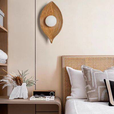 个性壁灯侘寂民宿叶子壁灯床头灯卧室日式过道背景墙风简约北欧