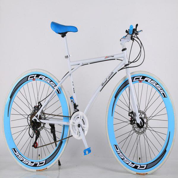 死飞变速自行车男双碟刹手控前后刹学生公路赛竞速实心胎女式单车