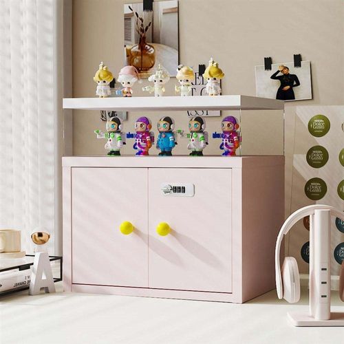 桌面铁皮对开门收纳柜办公室家z用小型密码锁文件柜宿舍保险储物