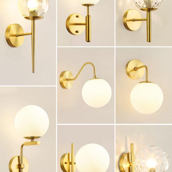 北欧全铜壁灯客厅电视背景墙卧室床头阅读灯过道楼梯圆球装饰墙灯,家装灯饰光源,壁灯,淘宝优惠券,粉丝福利购,淘宝优惠卷