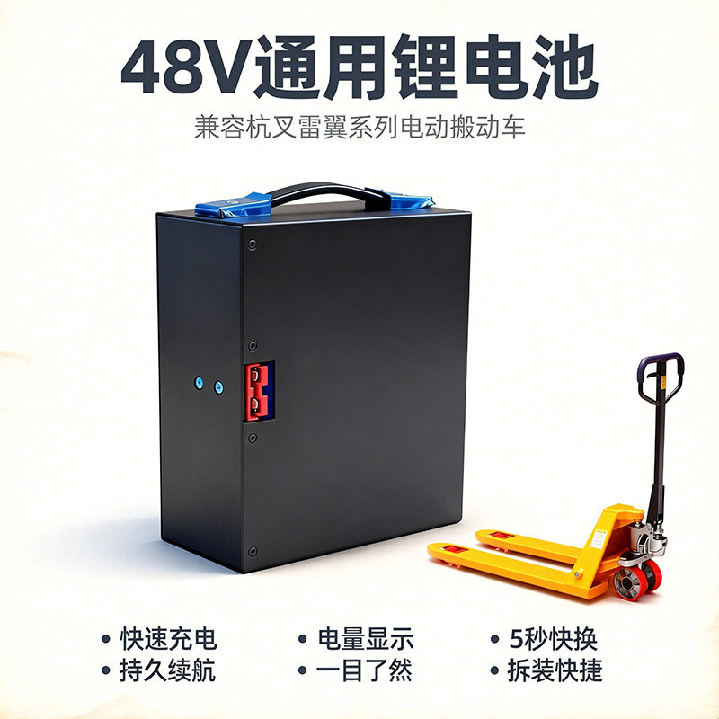 托盘搬运叉车专用锂电池48V15AH长续航兼容杭叉雷翼地牛液压车