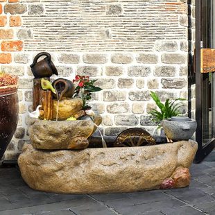 饰阳台喷泉景观办公室落地摆件 田园禅意流水客厅室内装 皇礼 日式