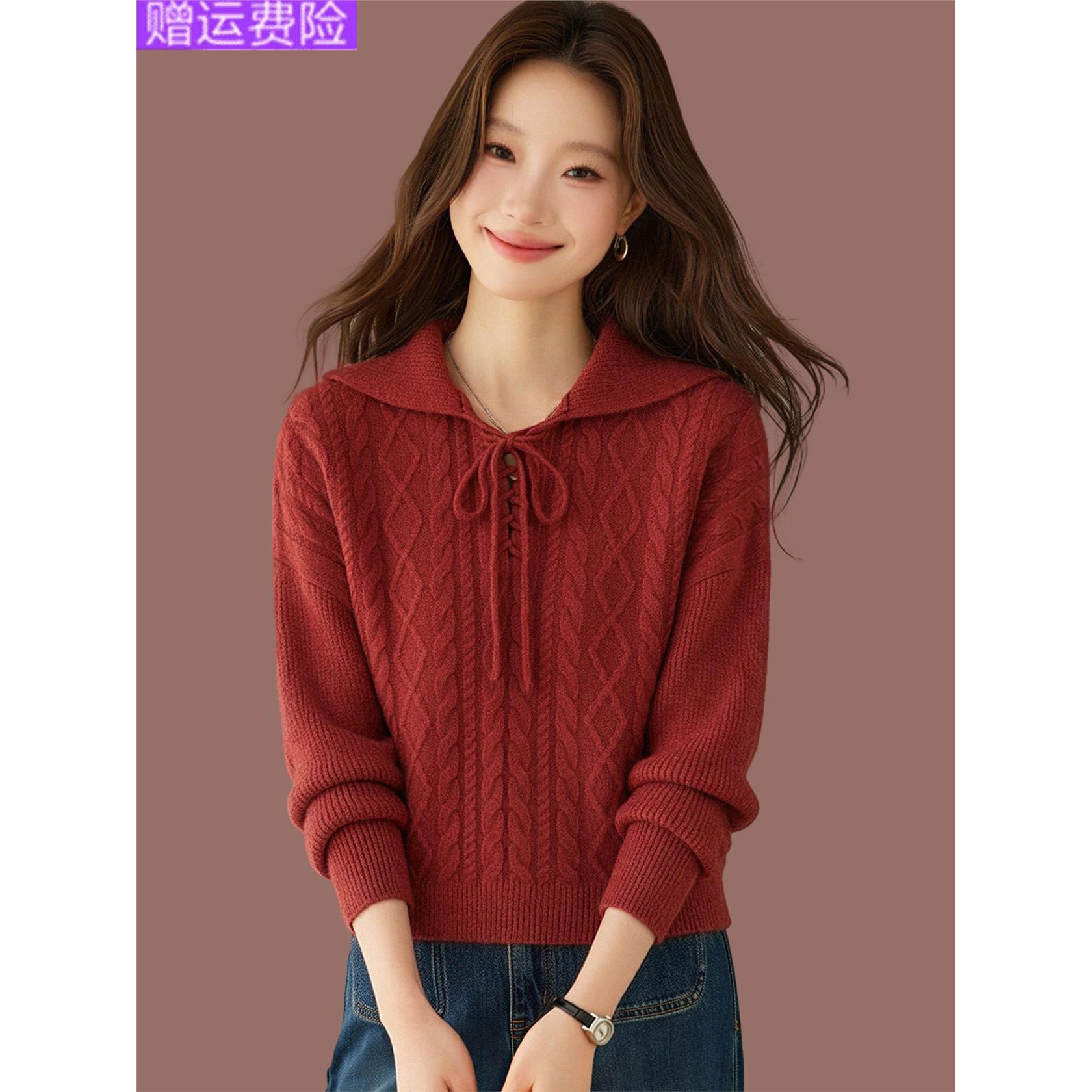 翻领羊毛衫女秋季2026短