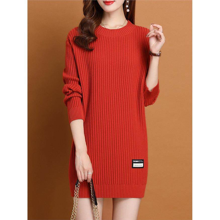 小个子中长款毛衣女士遮屁股秋冬2024新款低领针织打底衫洋气内搭