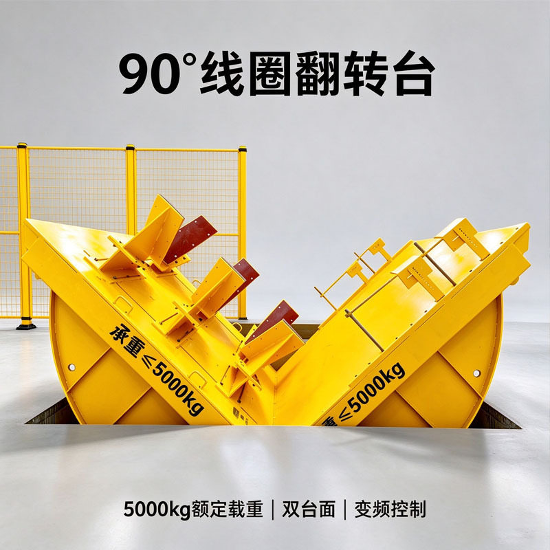 90度线圈翻转机5T变压器线圈翻转台V型架机械翻卷机重型工件翻转